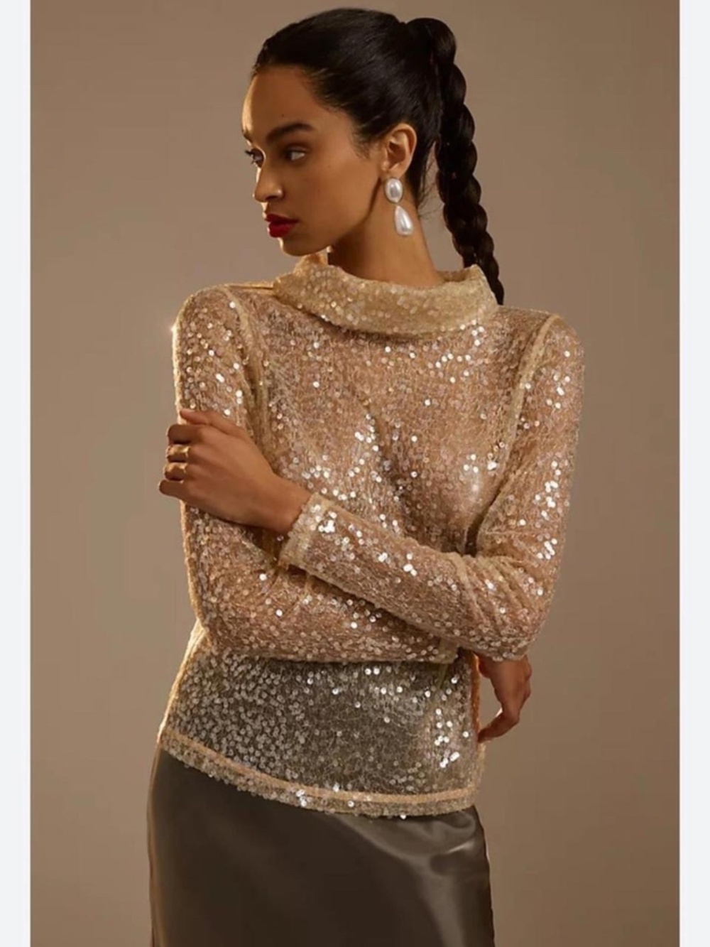 ANTHROPOLOGIE SUNDAY IN BROOKLYN SHEER ILLUSION SEQUIN TOP